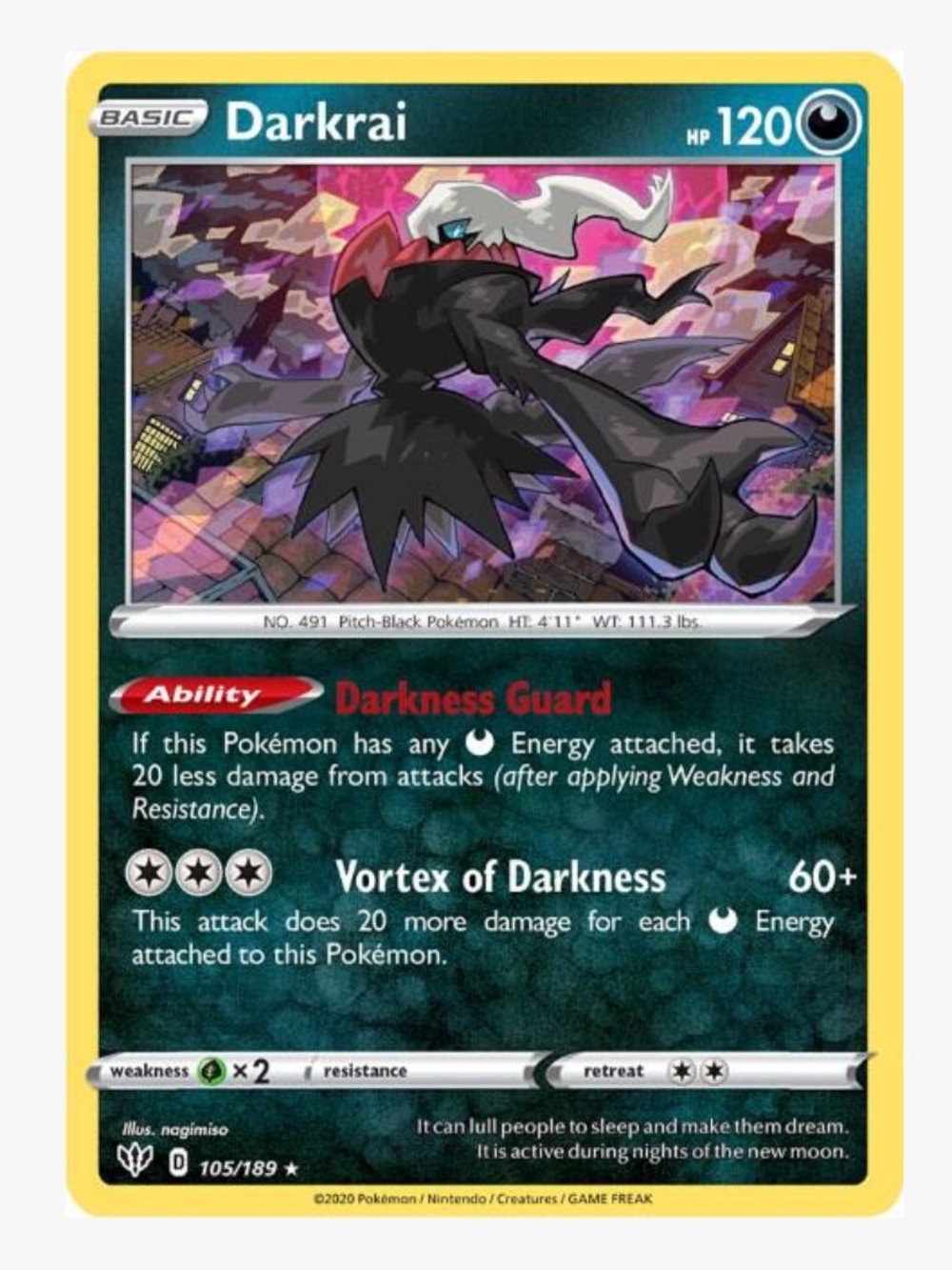 Darkrai SWSH03: Darkness Ablaze Pokemon Trading Card